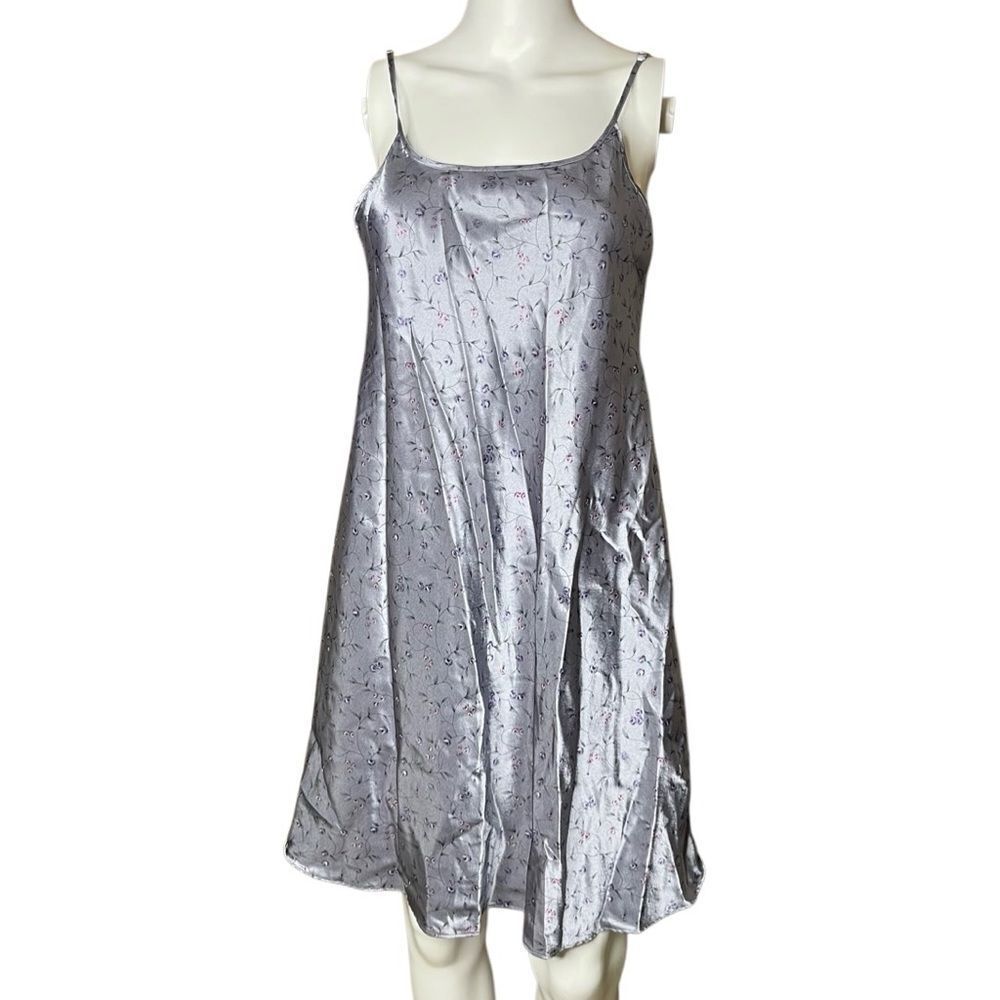 Delicate Treasures Vintage Elegant Silver Nightgown Size Small